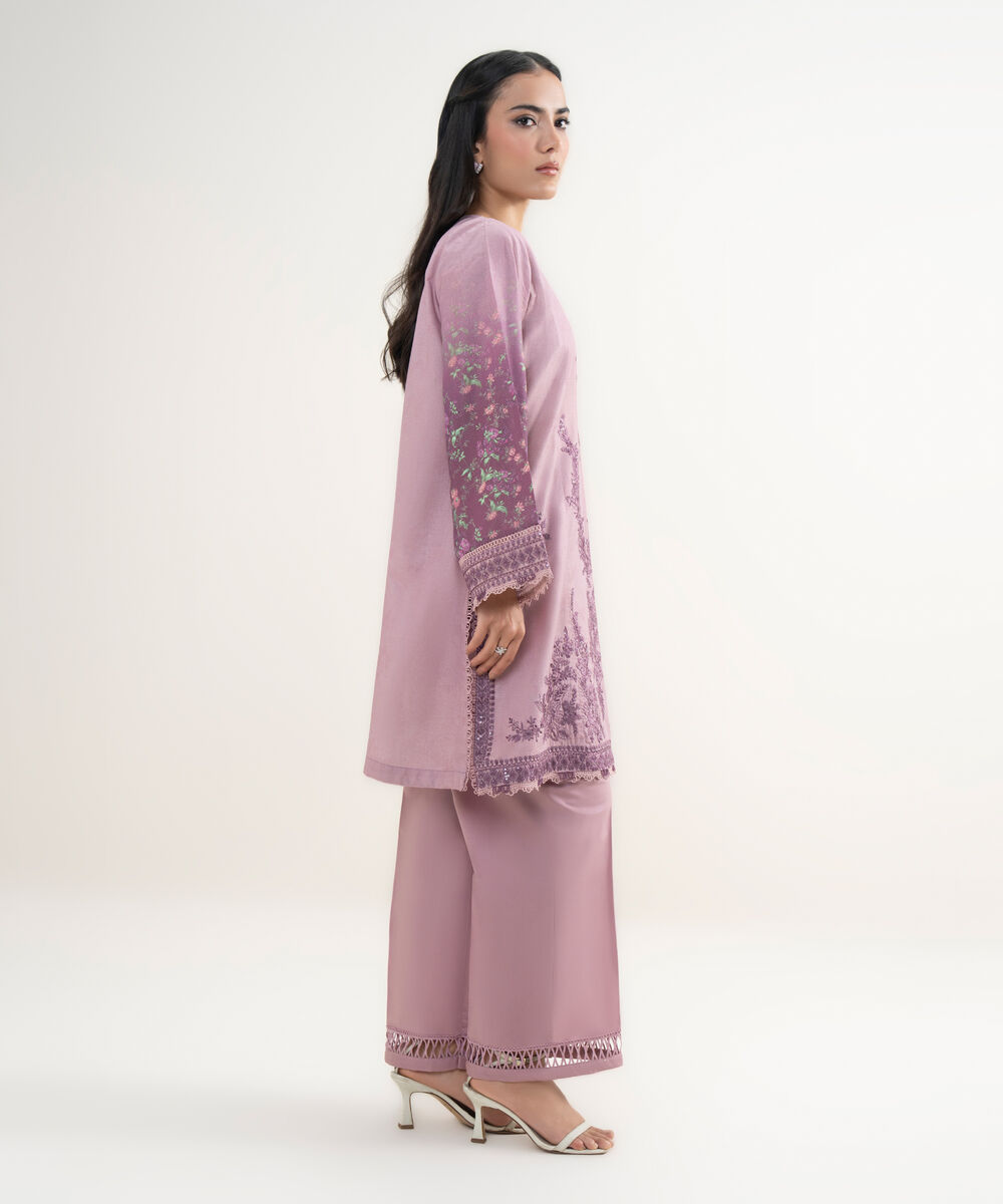 Women's RTW Zari Lawn Embroidered Lilac 2 Piece Suit