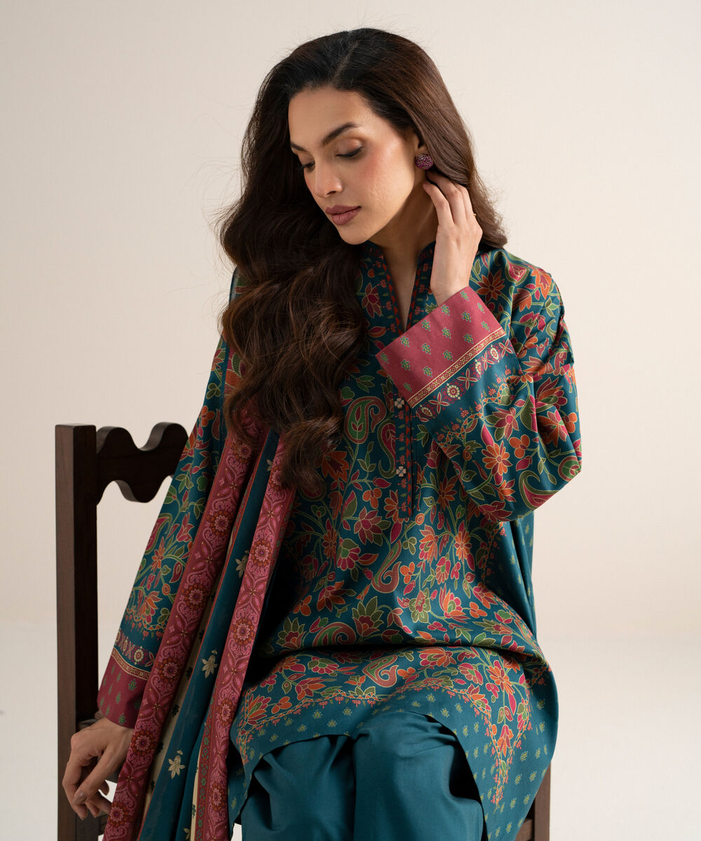 Women's Unstitched Lawn Printed Multi  3 Piece Suit