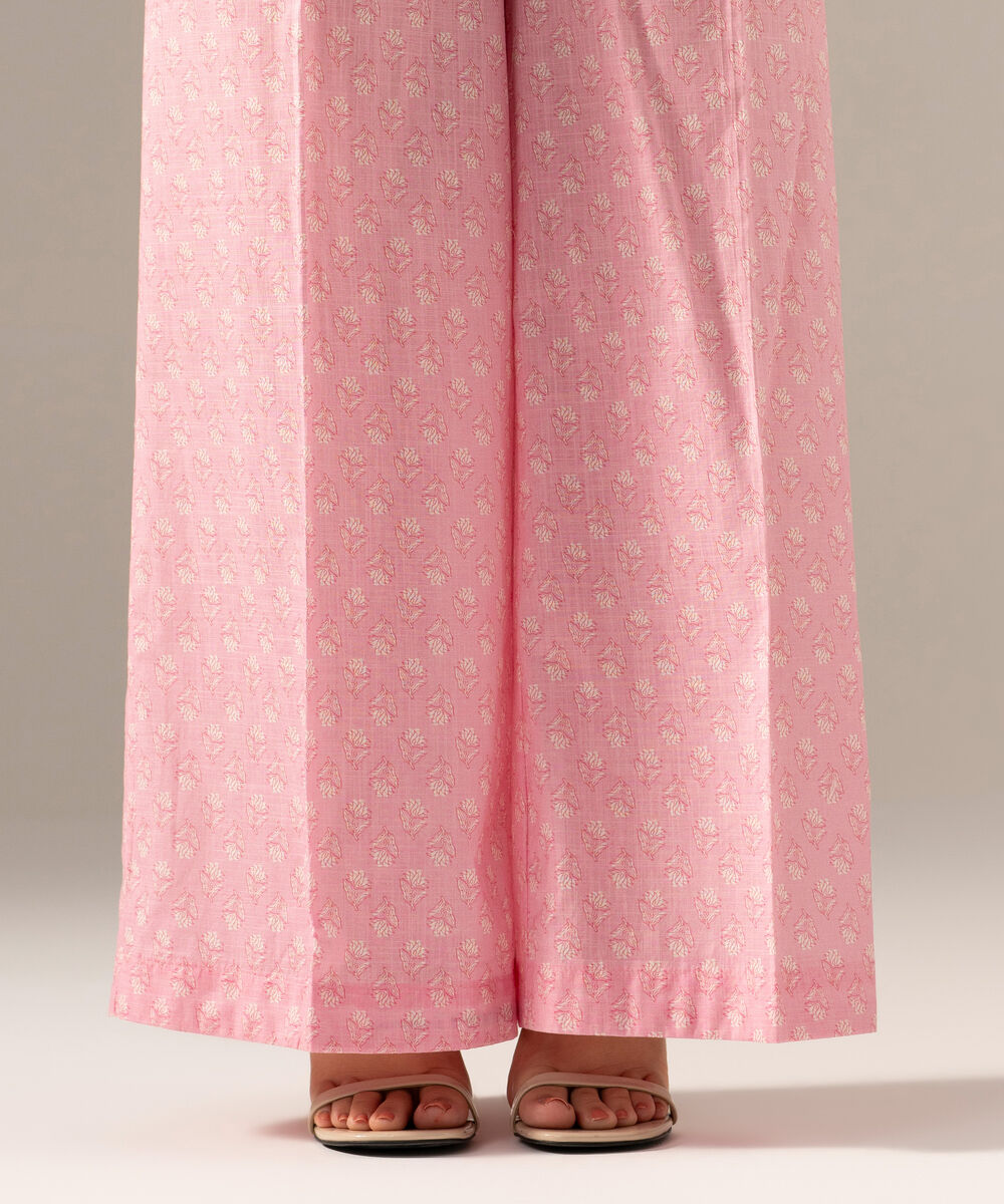 Women's RTW Crosshatch Printed Pink Flared Pants