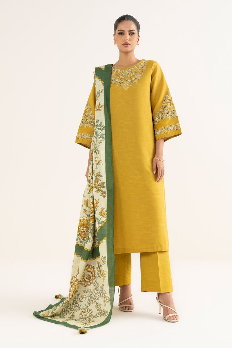 3 Piece - Embroidered Khaddar  Suit