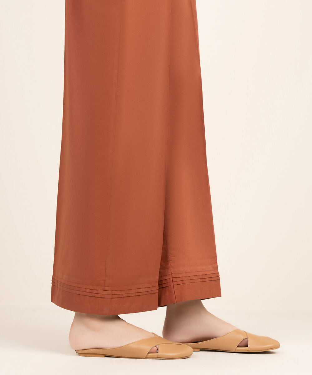 Women's RTW Cambric Solid Brown Culottes