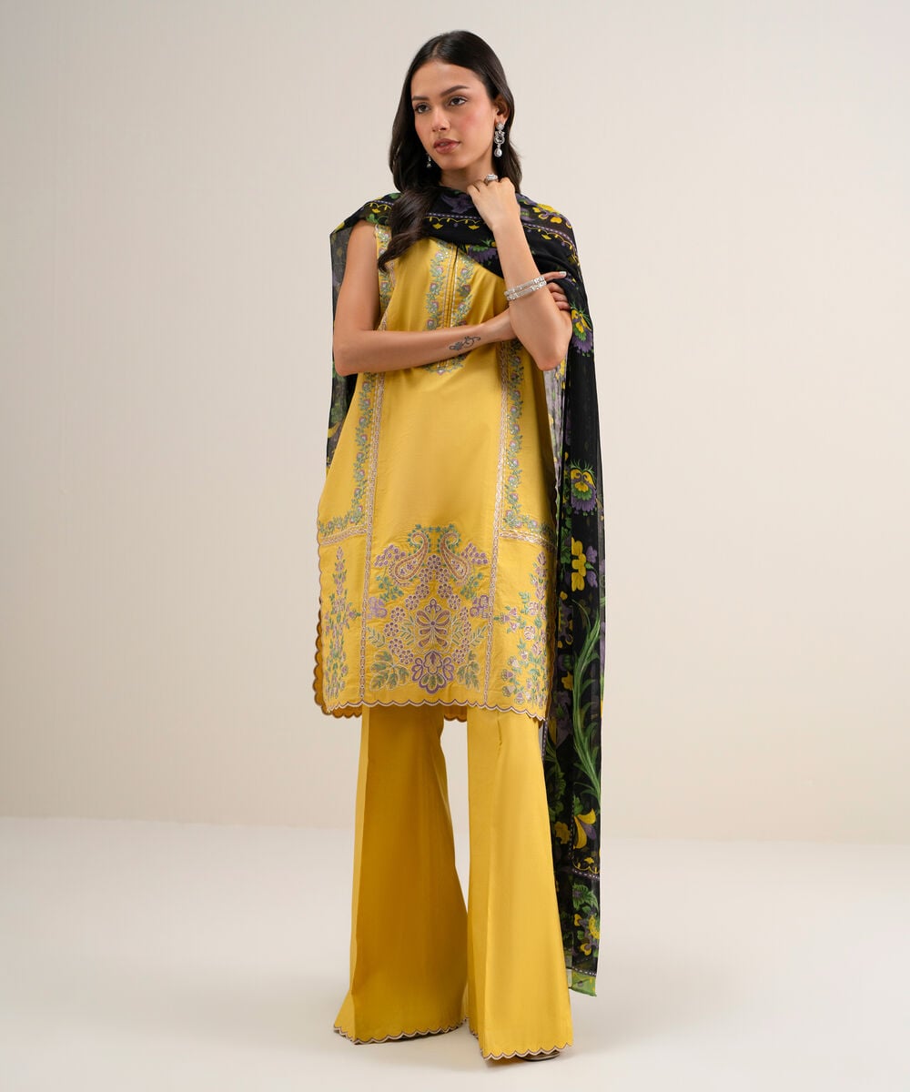 3 Piece - Embroidered Lawn Suit — Sapphire view 4