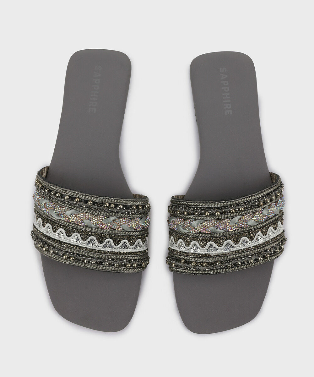 Woman - Grey Grey Embellished Flats