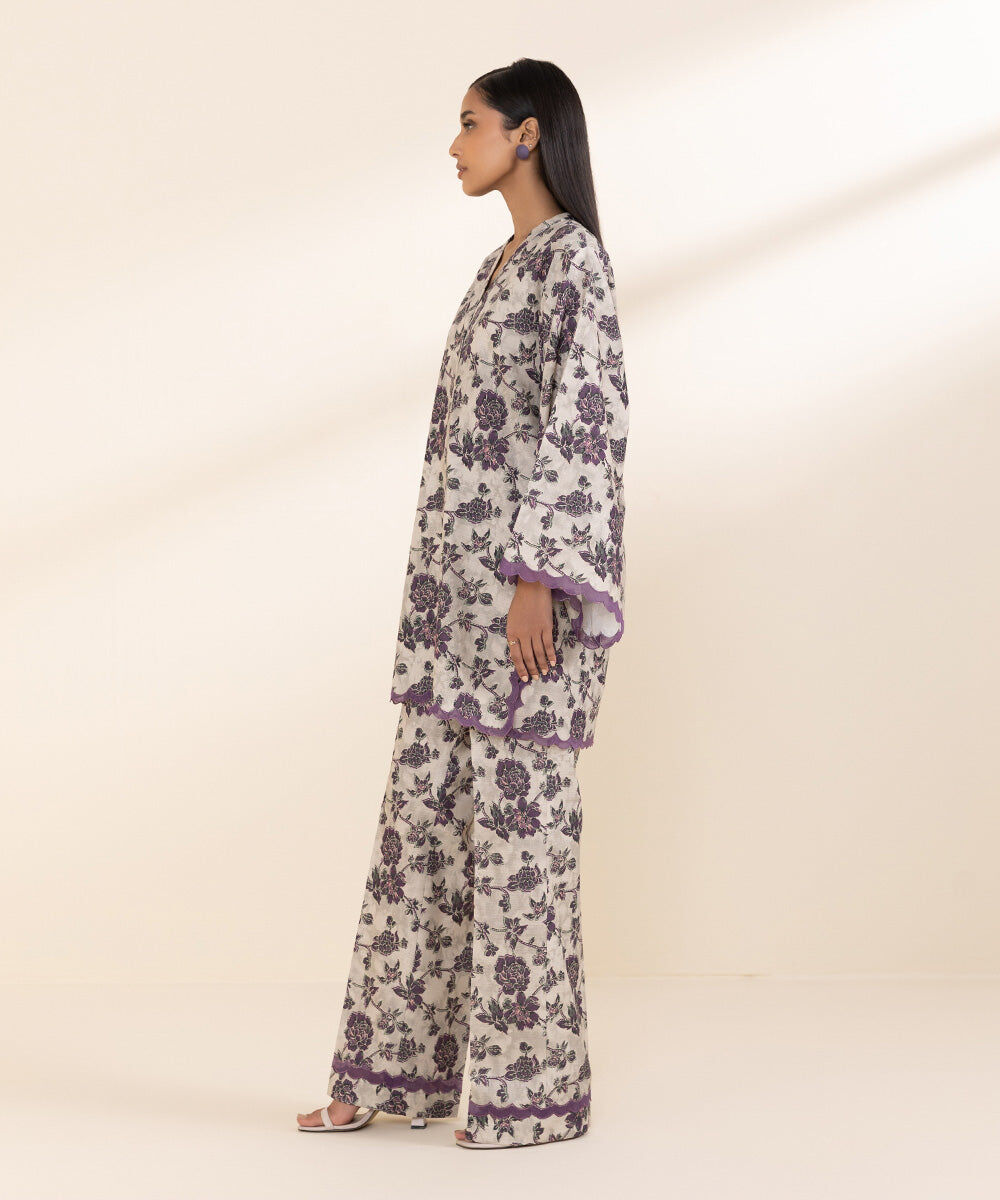 Women's Unstitched Light Khaddar Grey Printed 2 Piece Suit