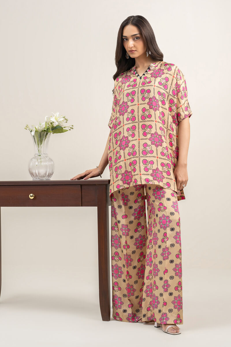 2 Piece - Printed Silk Suit