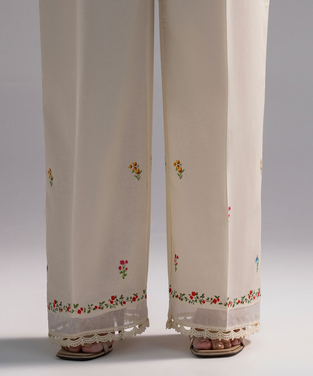 Women's RTW Cambric Printed White Culottes