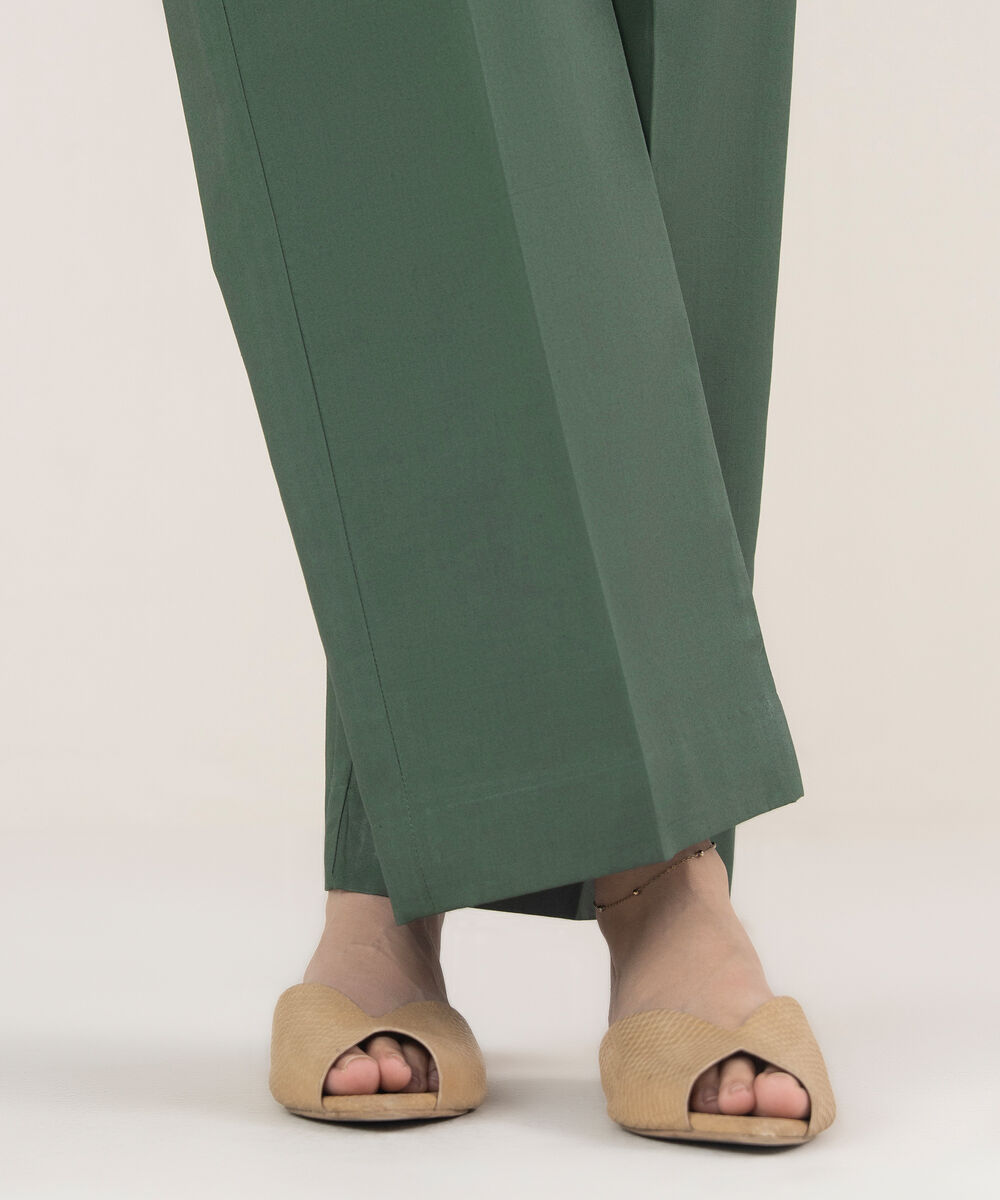 Women's Unstitched Cotton Printed Green Trousers Fabric