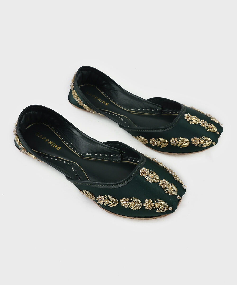 Woman - Green Embellished Khussas