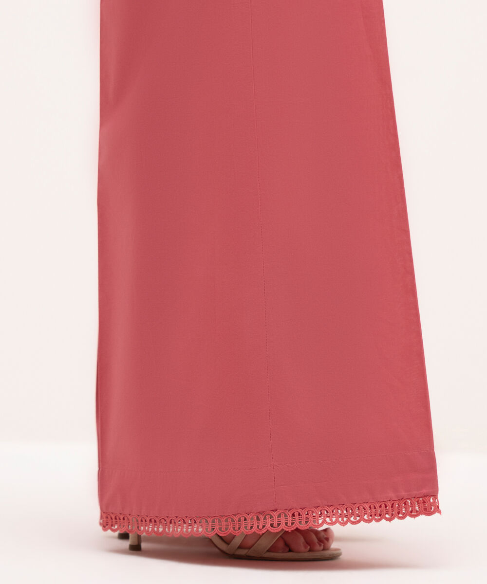 Women's RTW Cambric Pink Solid Flared Pants