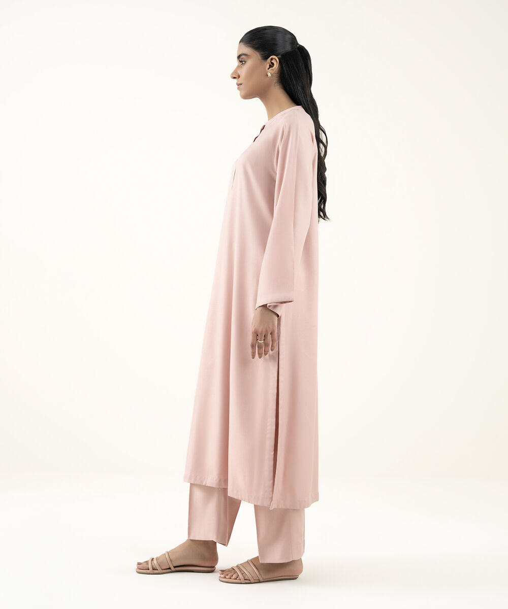 Women's RTW Dobby Pink Solid Straight Shirt