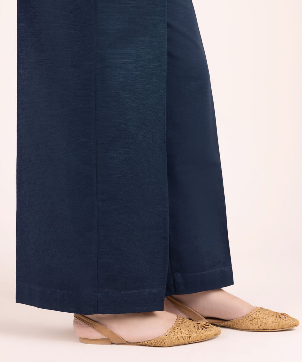 Women's RTW Khaddar Solid Blue Culottes