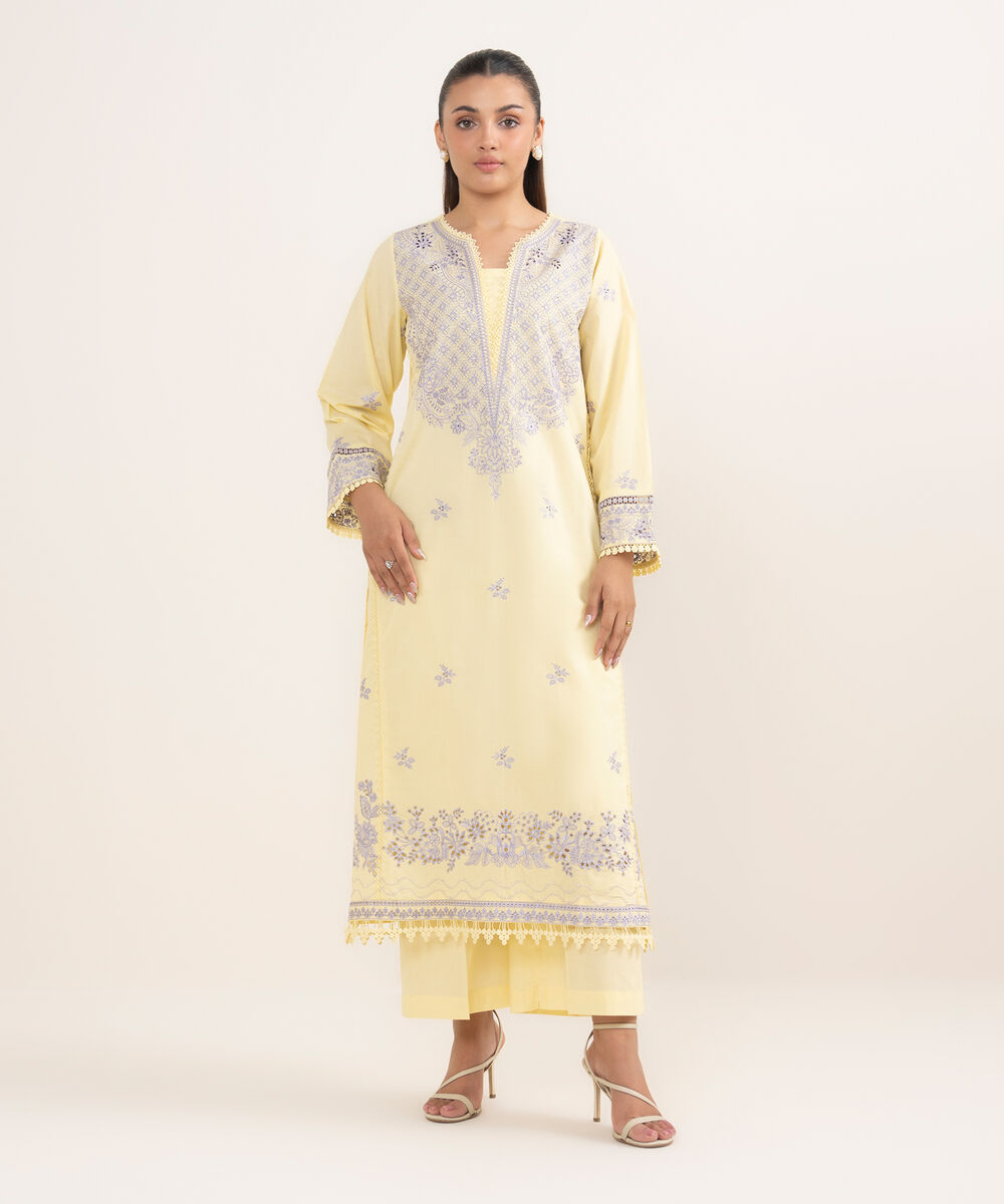 Women's RTW Cambric Lime Yellow Dyed Aline Shirt