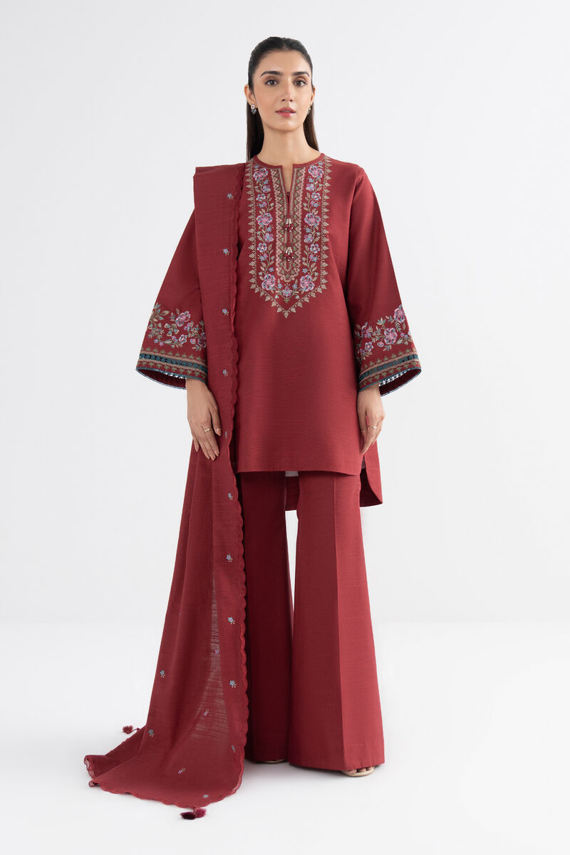 3 Piece - Embroidered Cotton  Suit