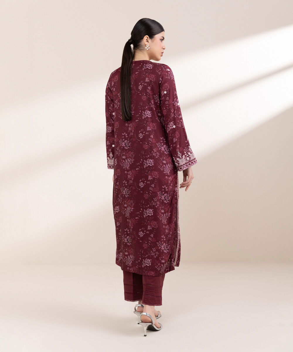 Women's Pret Arabic Lawn Red Embroidered A-Line Shirt
