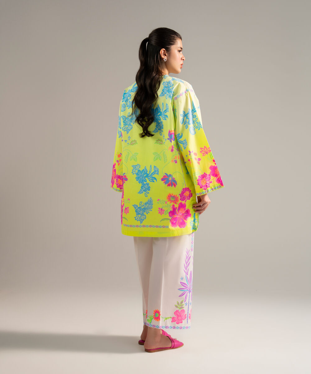 Women's RTW Dobby Printed Neon Green 2 Piece Suit