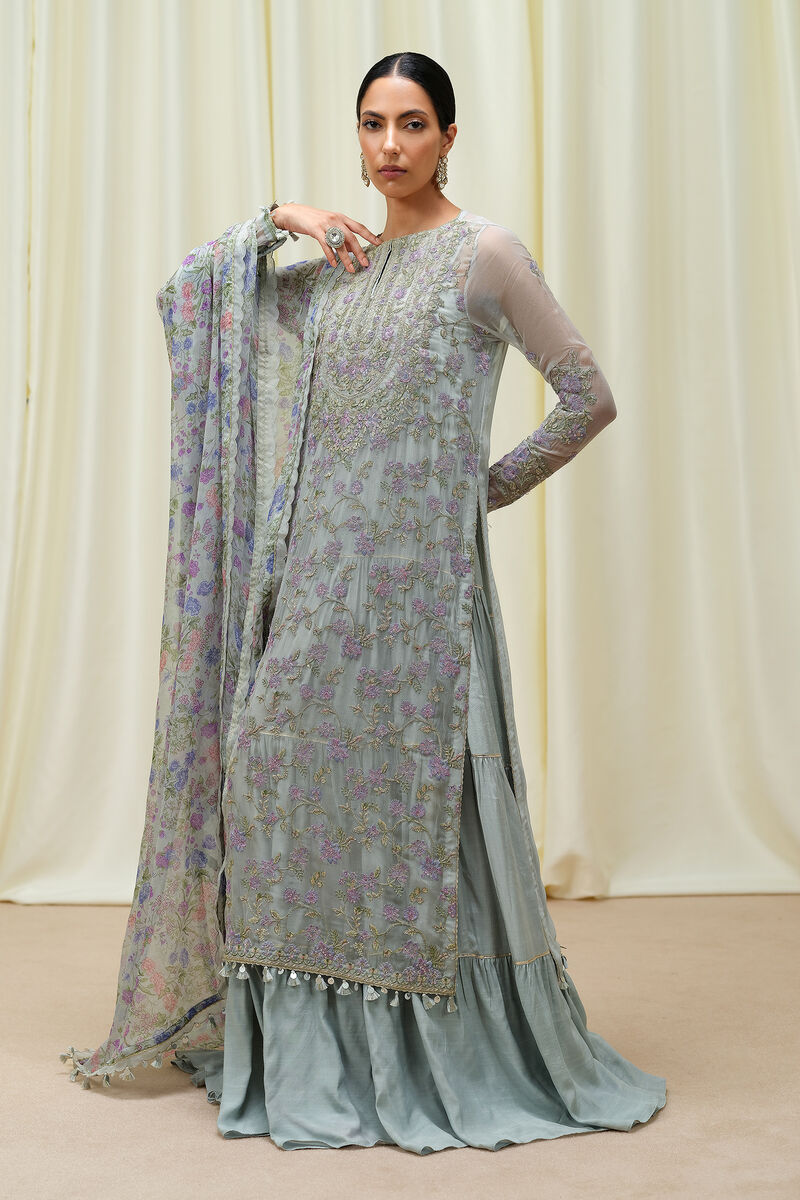 3 Piece - Embroidered Chiffon Suit