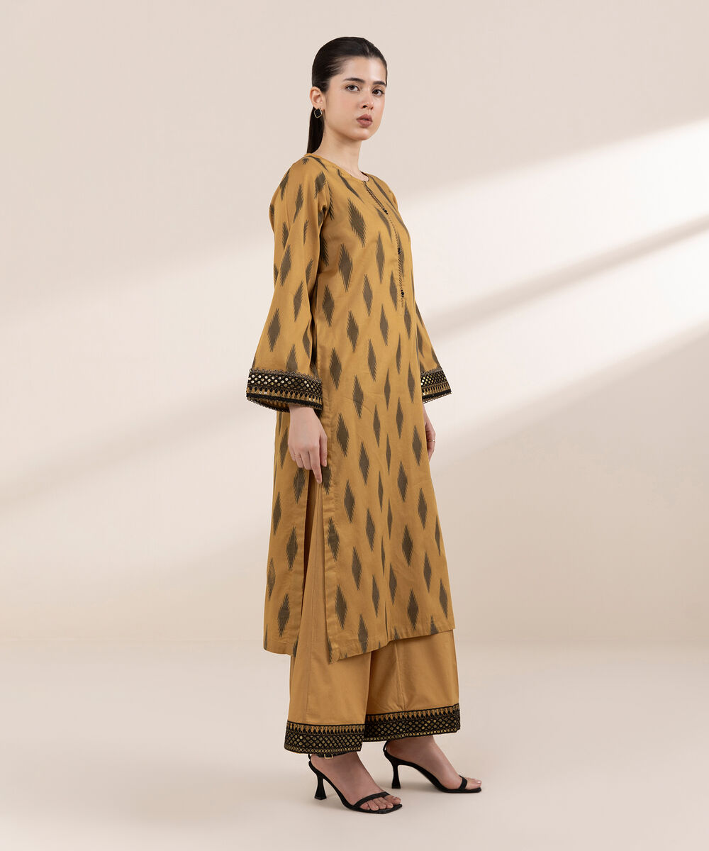 Women's RTW Extra Weft Jacquard Brown Embroidered A-Line Shirt