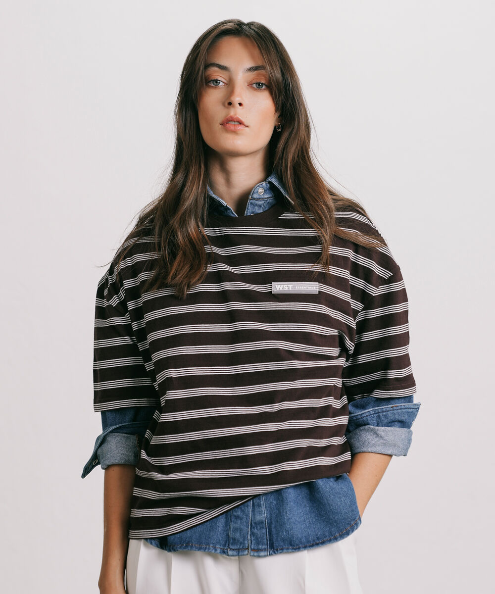 Women's Western Wear Brown Yarn Dyed T-Shirt