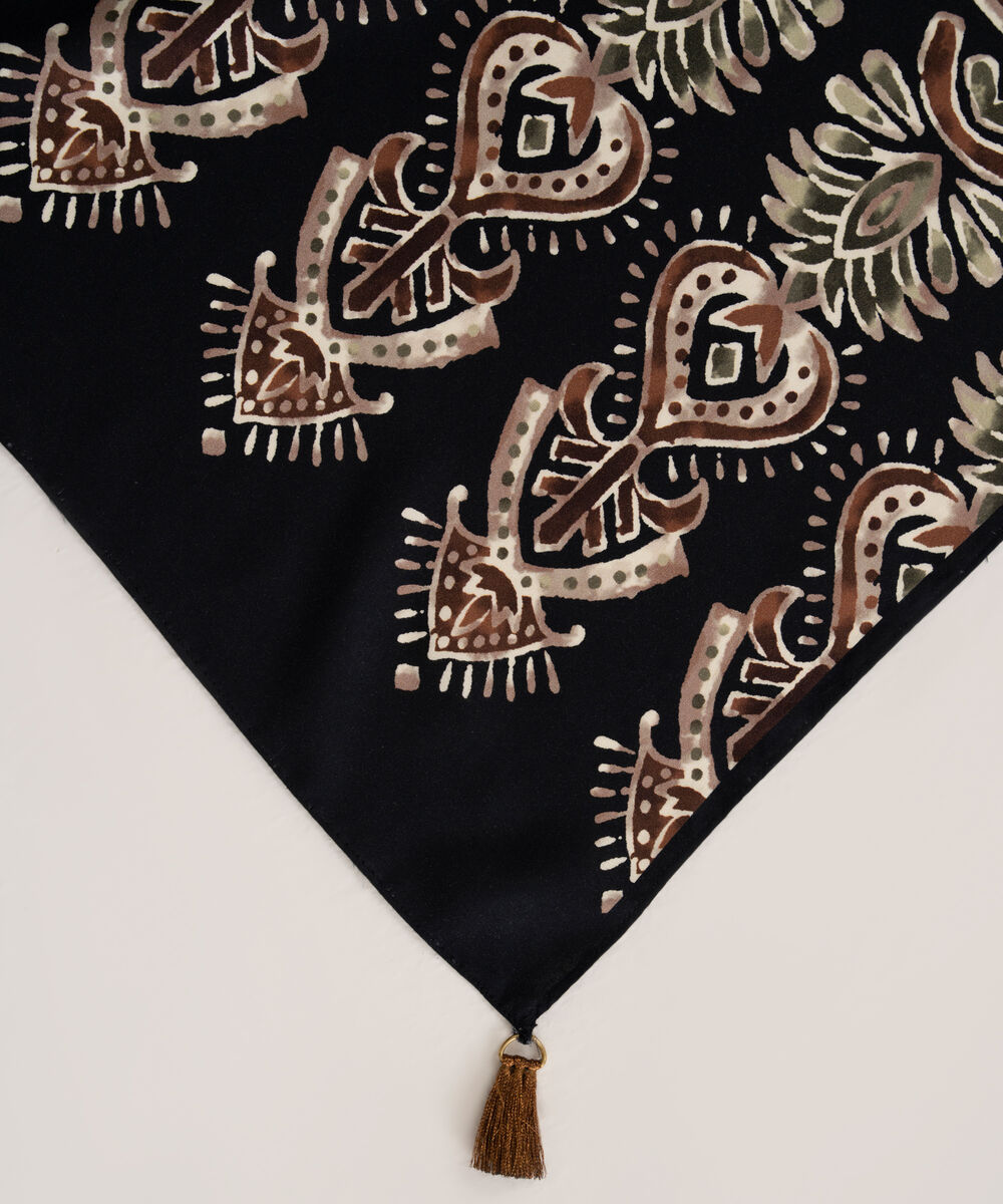 Printed Linen Black Dupatta