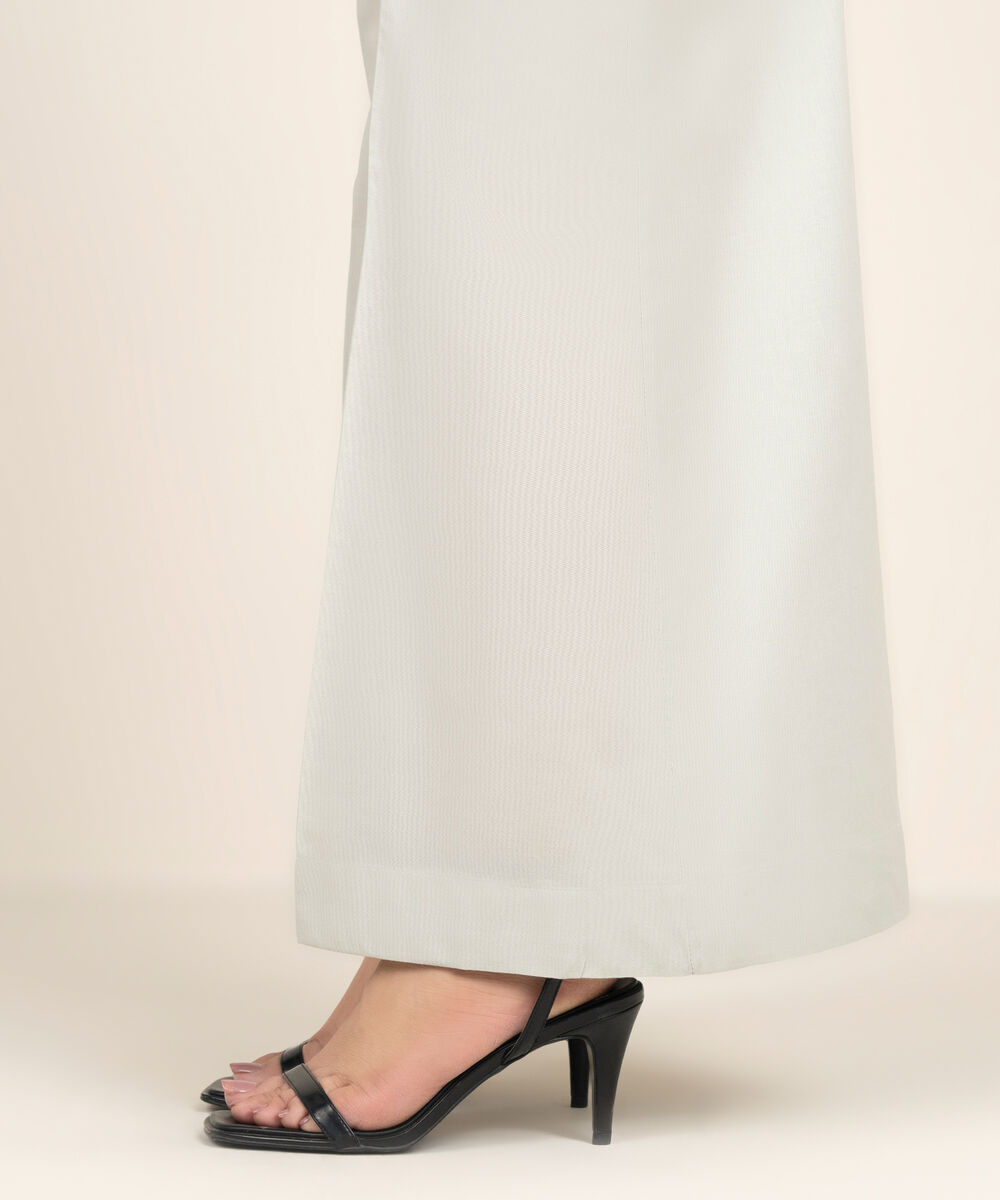 Women's RTW Cambric Solid Grey Flared Pants