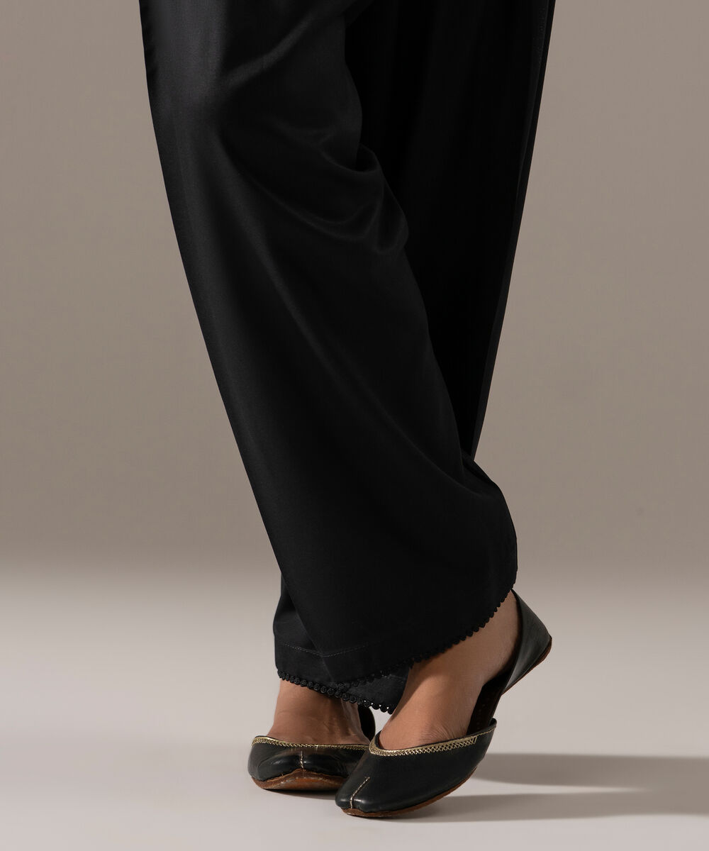 Women's RTW Viscose Marina Solid Black Shalwar