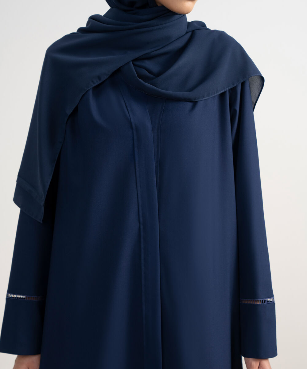 Women's Navy Button Through Regular Abbaya Set