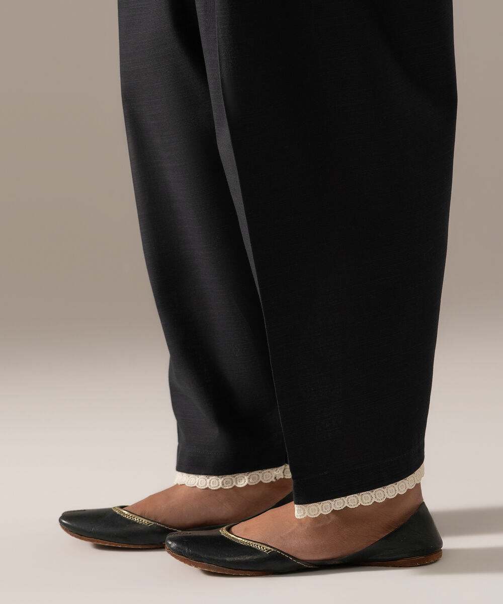 Women's RTW Khaddar Solid Black Shalwar