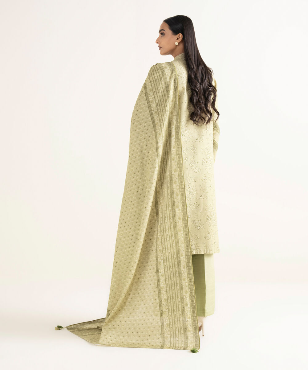 Women's Unstitched Cotton Embroidered Beige   2 Piece Suit