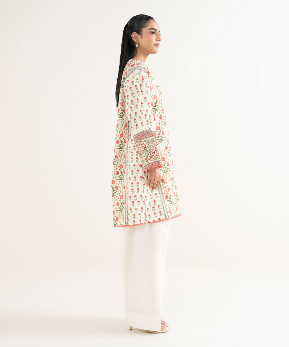 Women's RTW Cambric Printed Drop Shoulder Multi Shirt