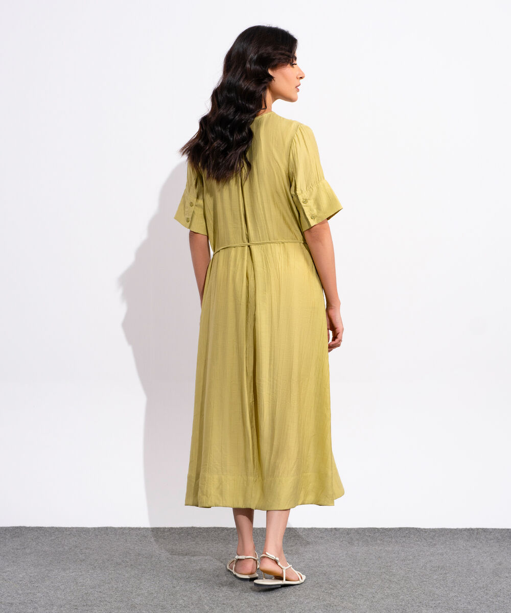 Women's Sage Green Textured Maxi Dress