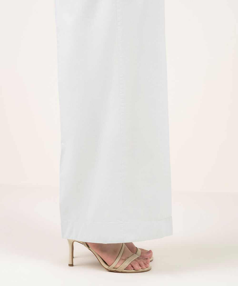 Women's RTW Cotton Viscose Solid Ice Blue Culottes