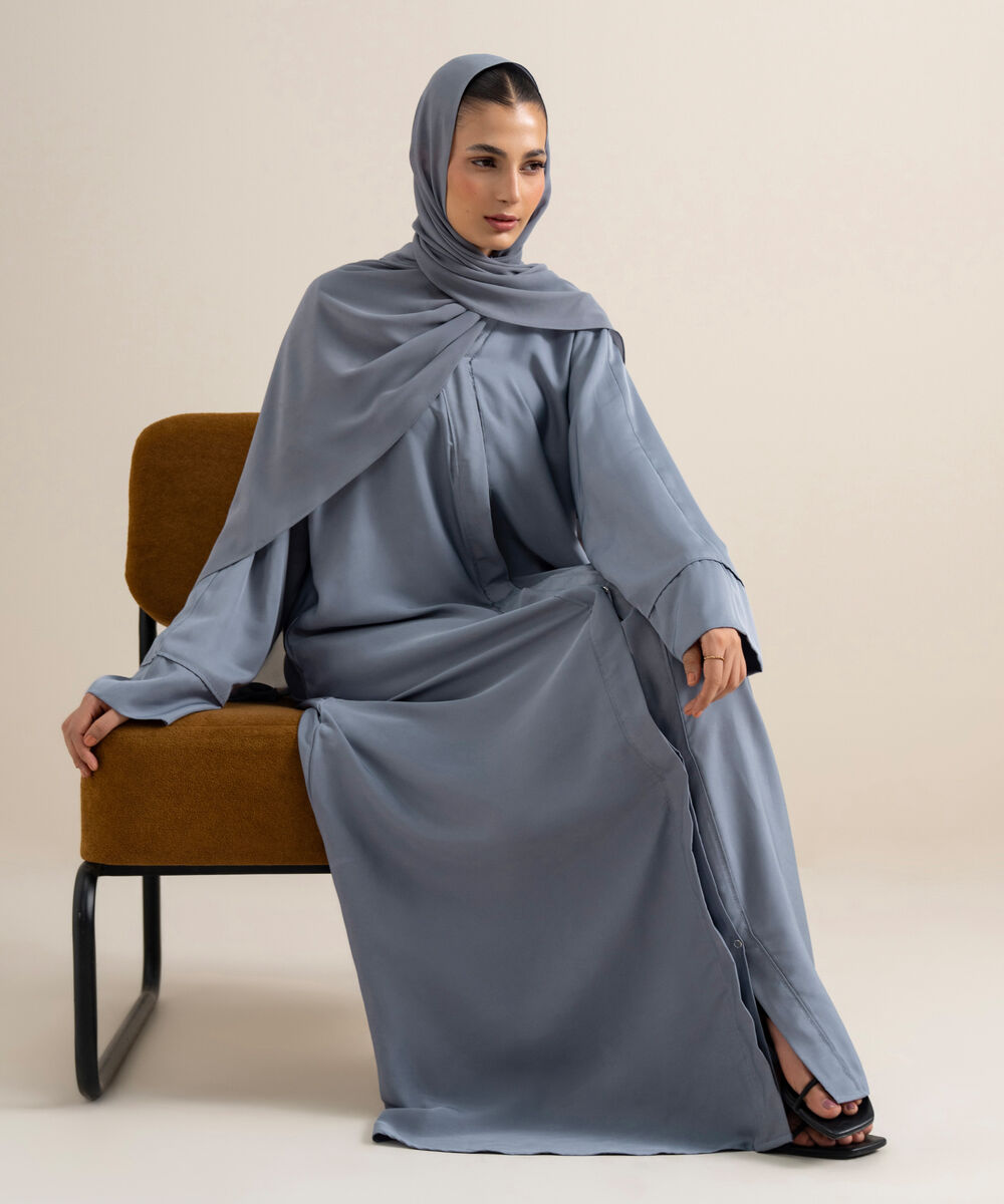 Women's Bluish grey Kimono Abaya Set