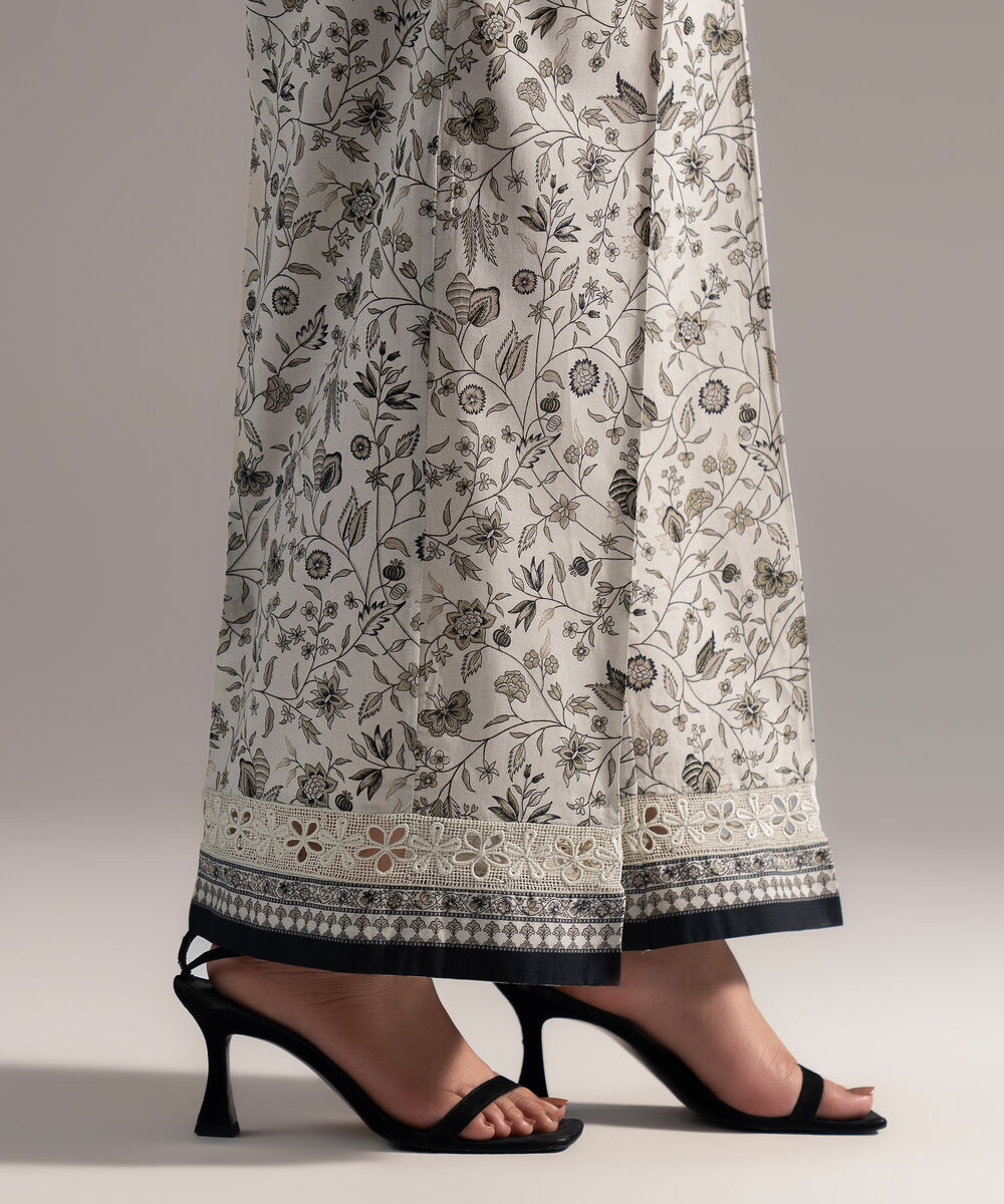 Women's RTW Cambric Printed White Culottes