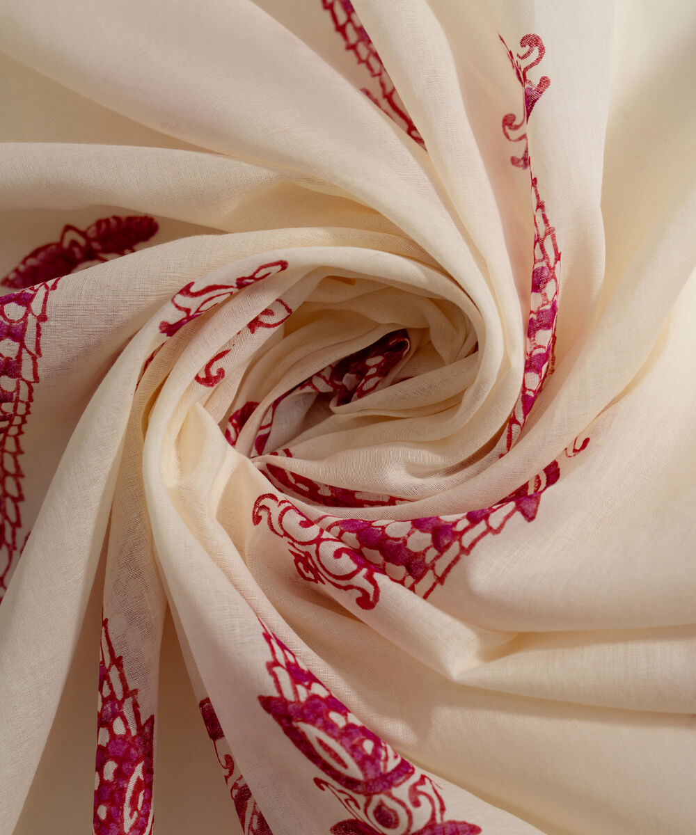 Women's RTW Fine Voil Printed Off White Dupatta