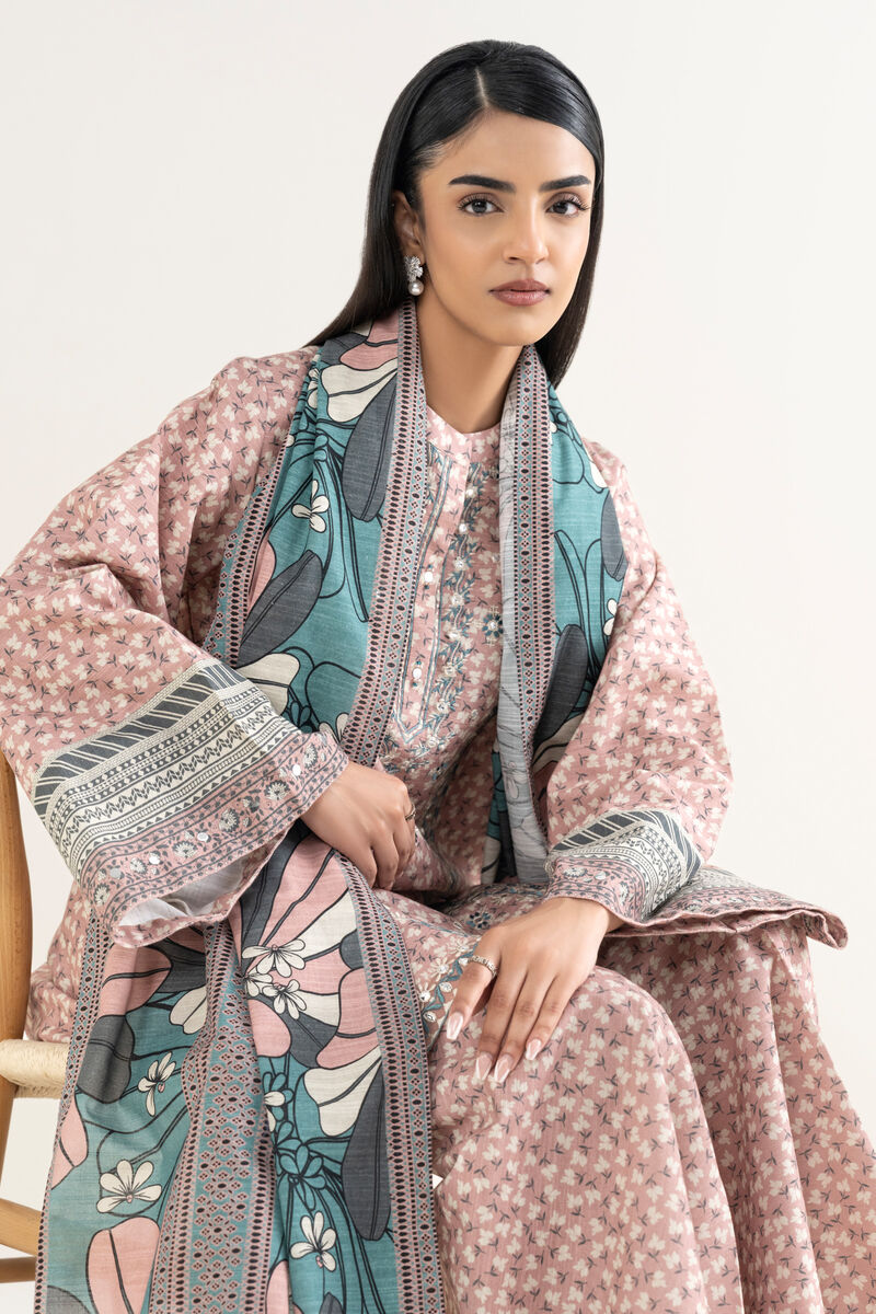 3 Piece - Embroidered Khaddar Suit