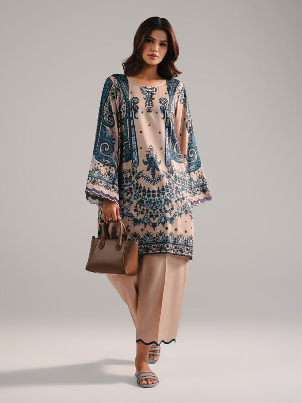 2 Piece - Embroidered Satin Suit