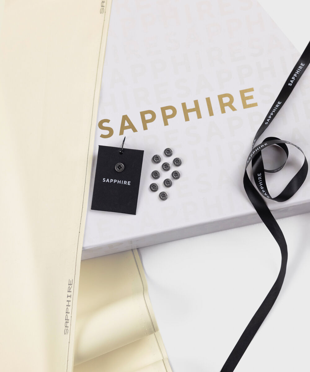 Men's Unstitched Two-Piece Refined Wash and Wear Off White Suit.