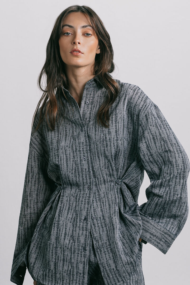 Textured Jacquard Denim Shirt