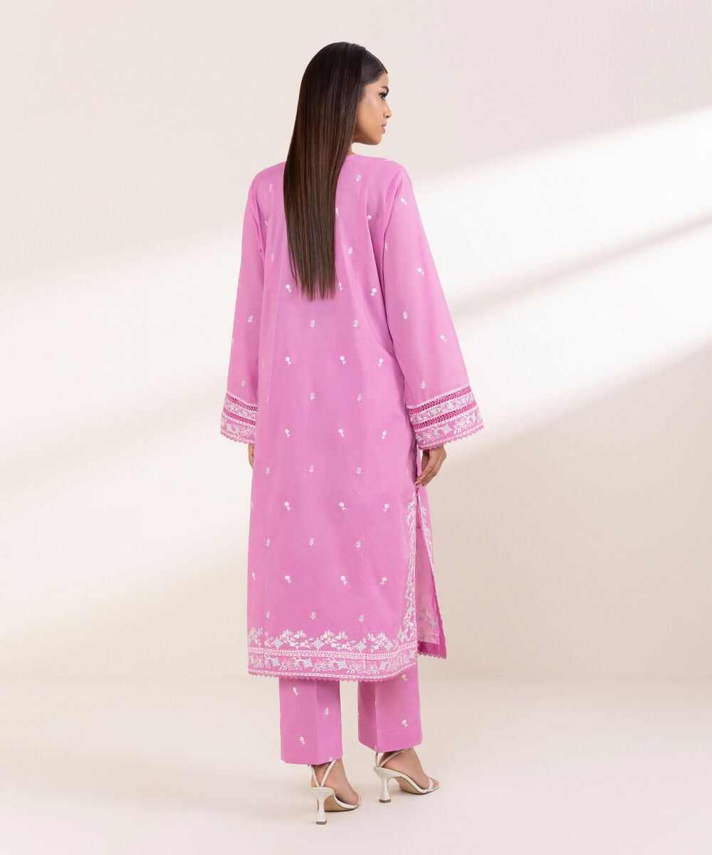 Women's RTW Lawn Pink Embroidered A-Line Shirt