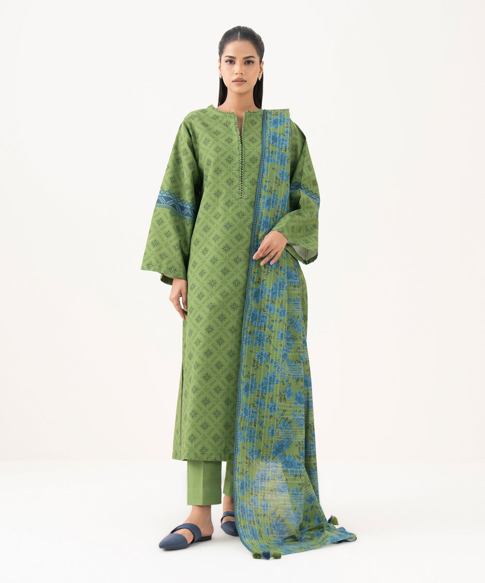 Women's Unstitched Light Khaddar Printed Multi Three Piece Suit