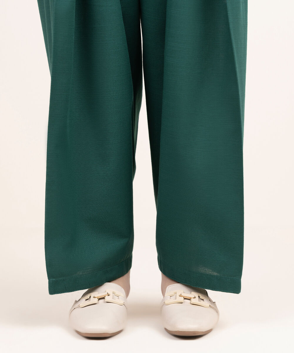 Women's RTW Cross Hatch Solid Green Shalwar