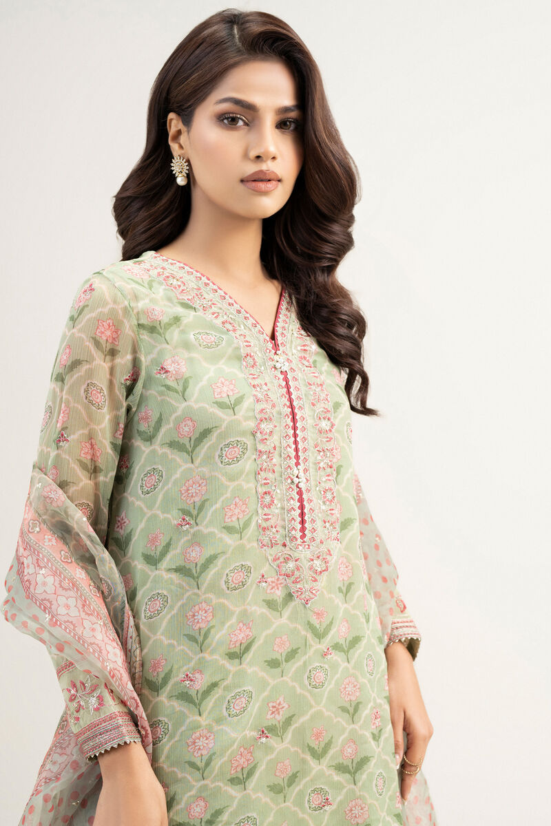 3 Piece - Embroidered Chiffon Suit