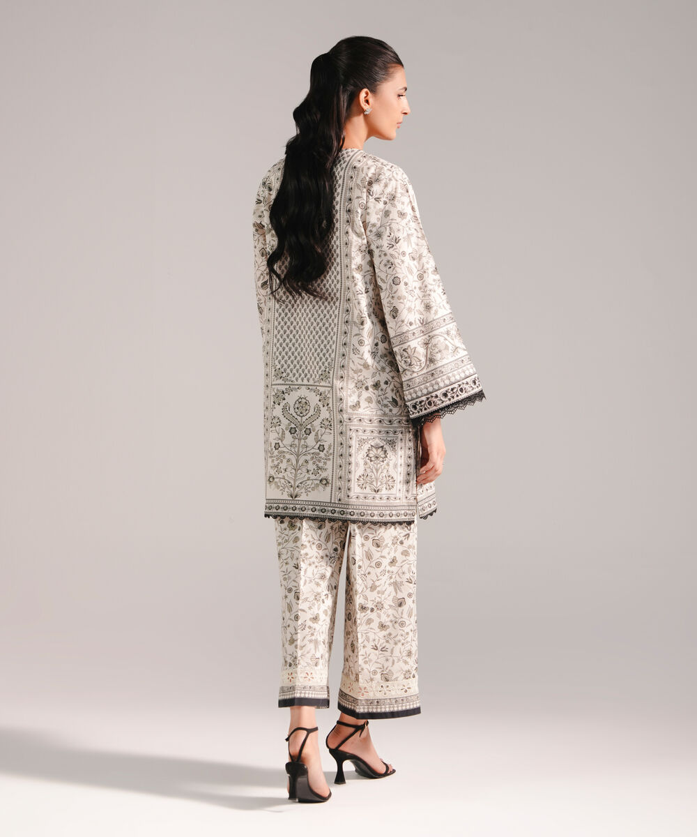 Women's RTW Lawn Embroidered White Straight Shirt