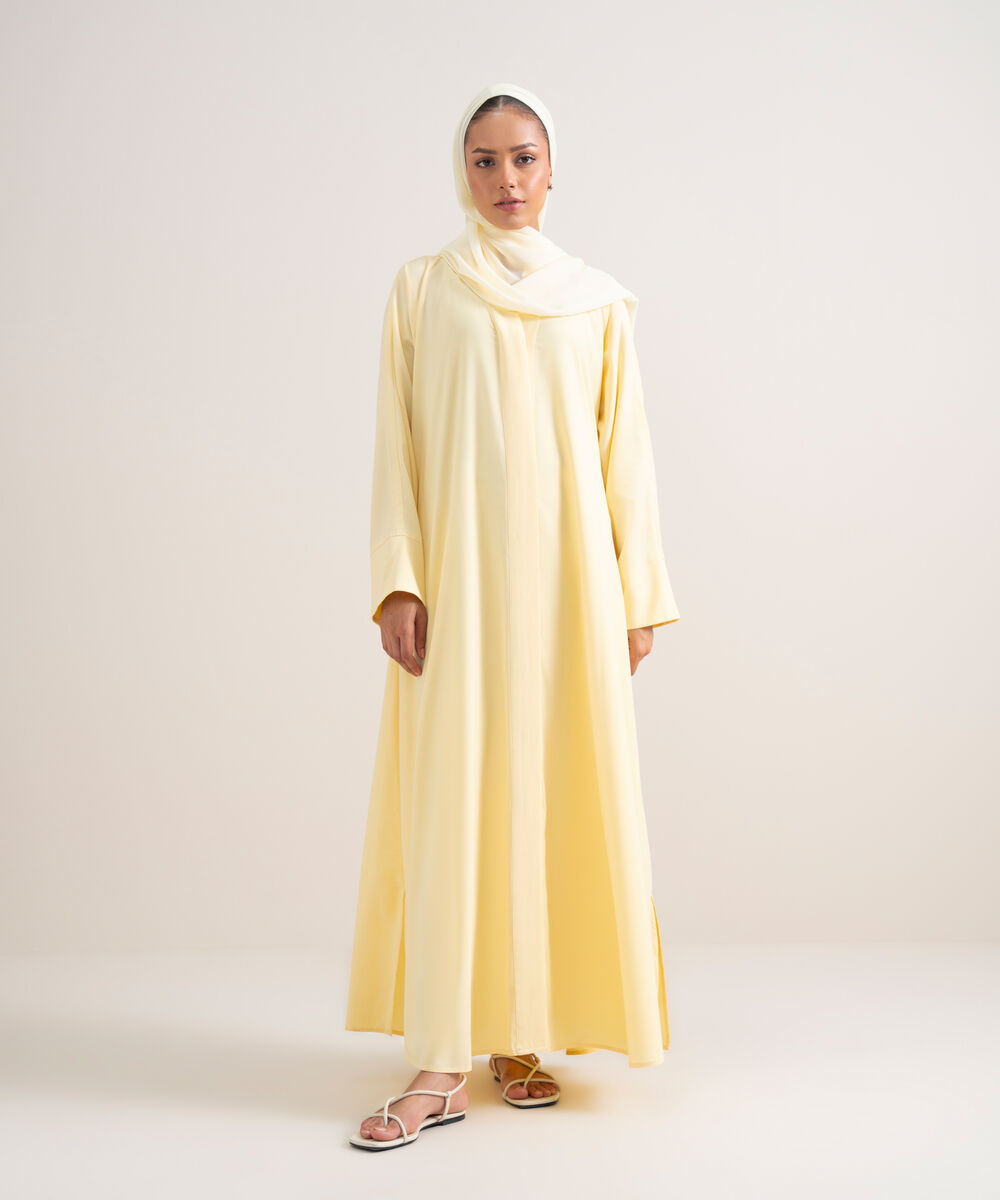 Women's Dusty Yellow Button Through Kimono Abbaya