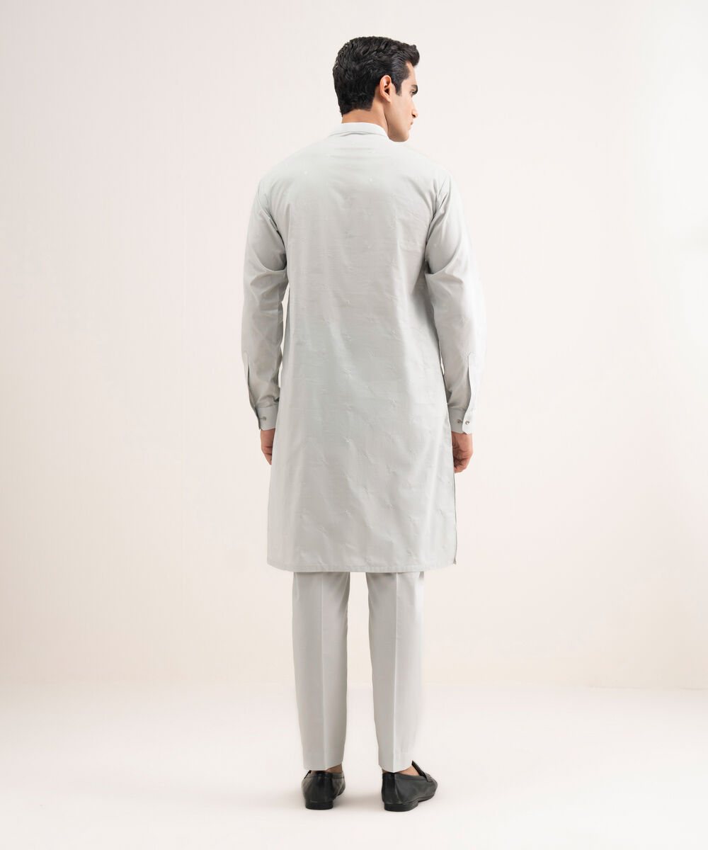 Men'S Stitched Light Grey Premium Cotton Suit