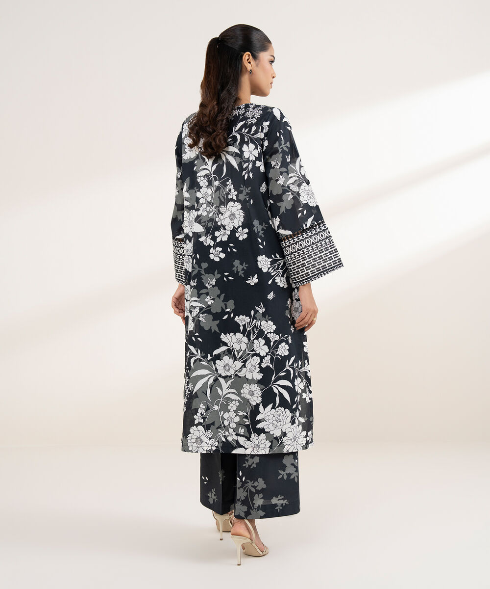 Women's RTW Cambric Black Printed A-Line Shirt