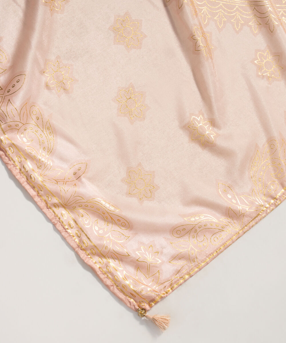 Women's RTW Blended tissue Printed Pink Dupatta
