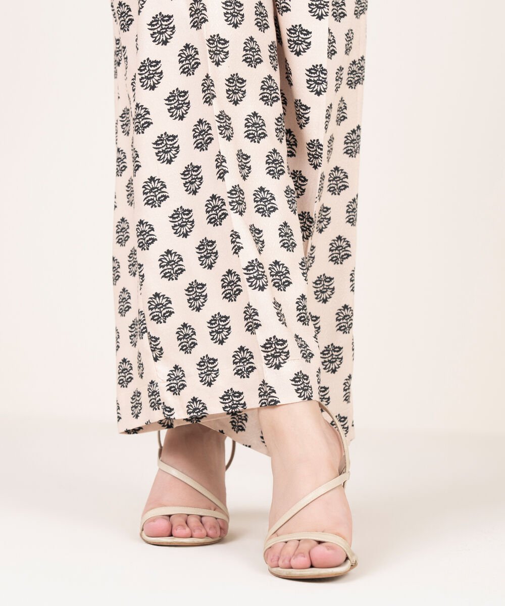 Women's RTW Dobby Printed Off White Culottes