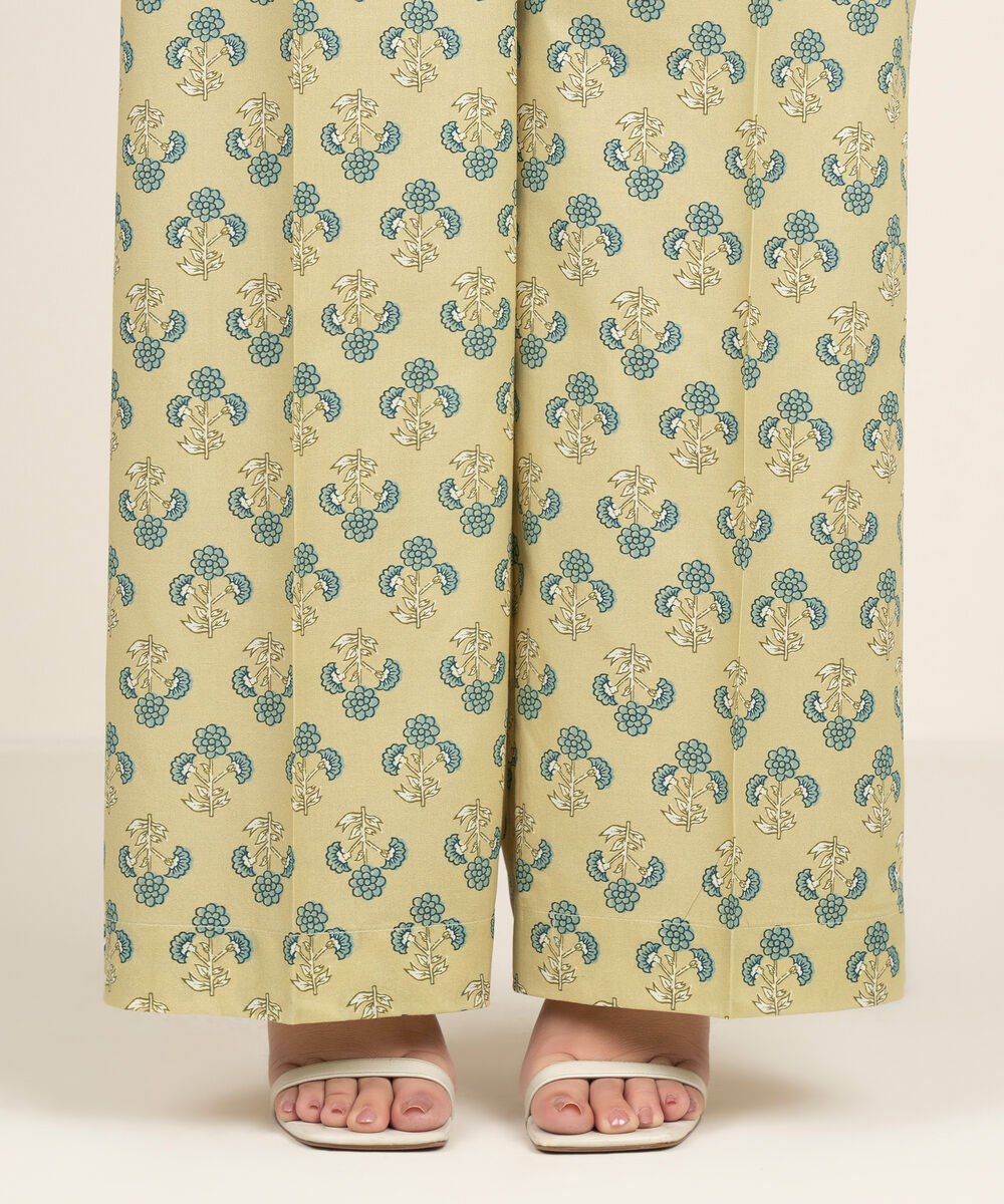 Women's RTW Cambric Printed Green Culottes