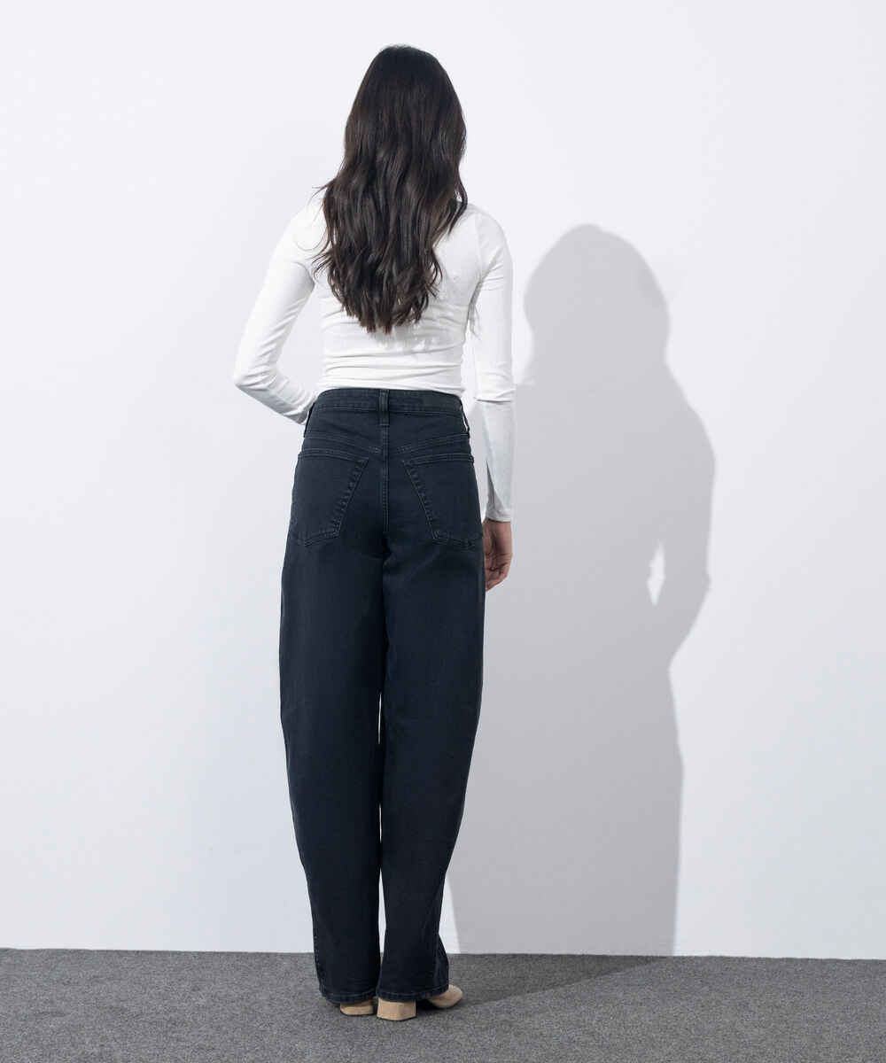 Women's Western Wear Dark Grey Barrel Fit Jeans